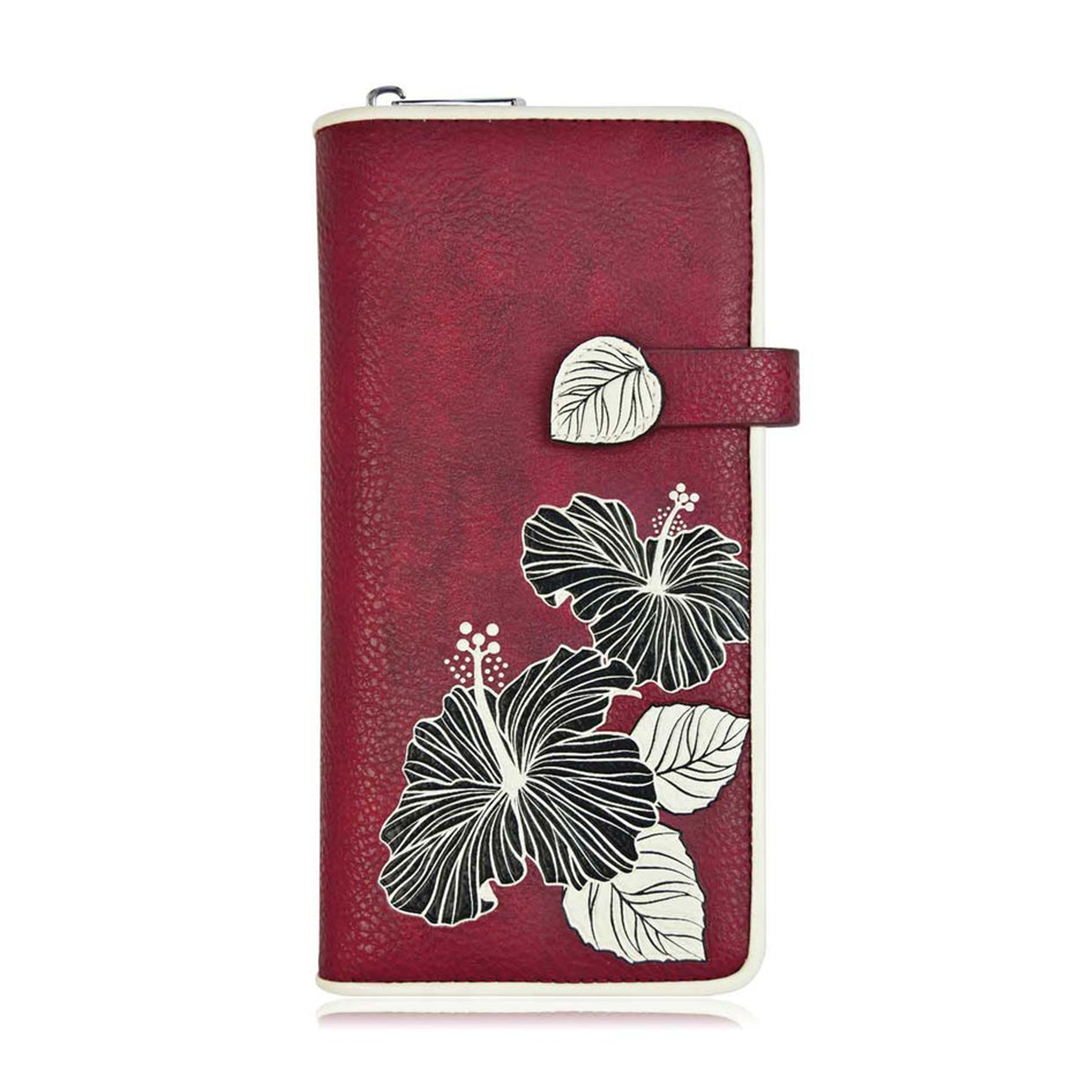 ESPE Carmen Vegan Leather Ladies Clutch Wallet with Floral Appliqué