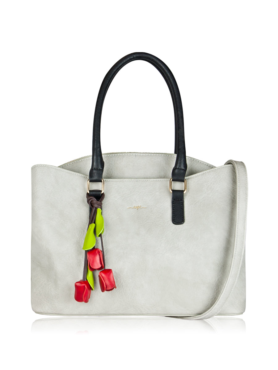 ESPE Devote Vegan Leather Women's Shoulder Tote with Flower Charm