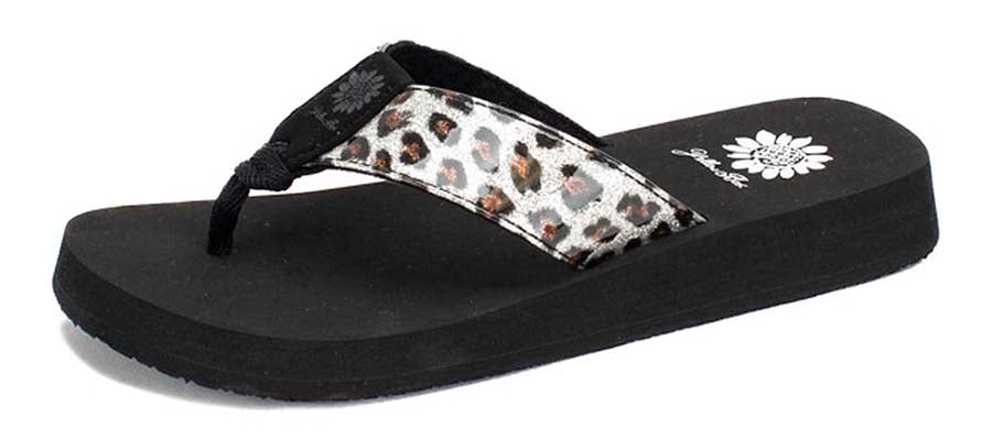 Yellow Box | FONTINI Glittery Leopard Print EVA Flip Flops