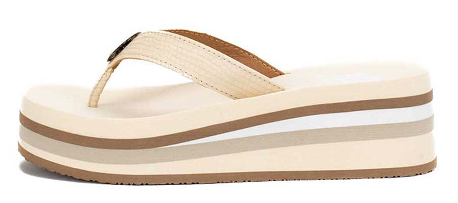 Yellow Box | KAIJA Embossed Strap Retro Striped Platform Flip Flops