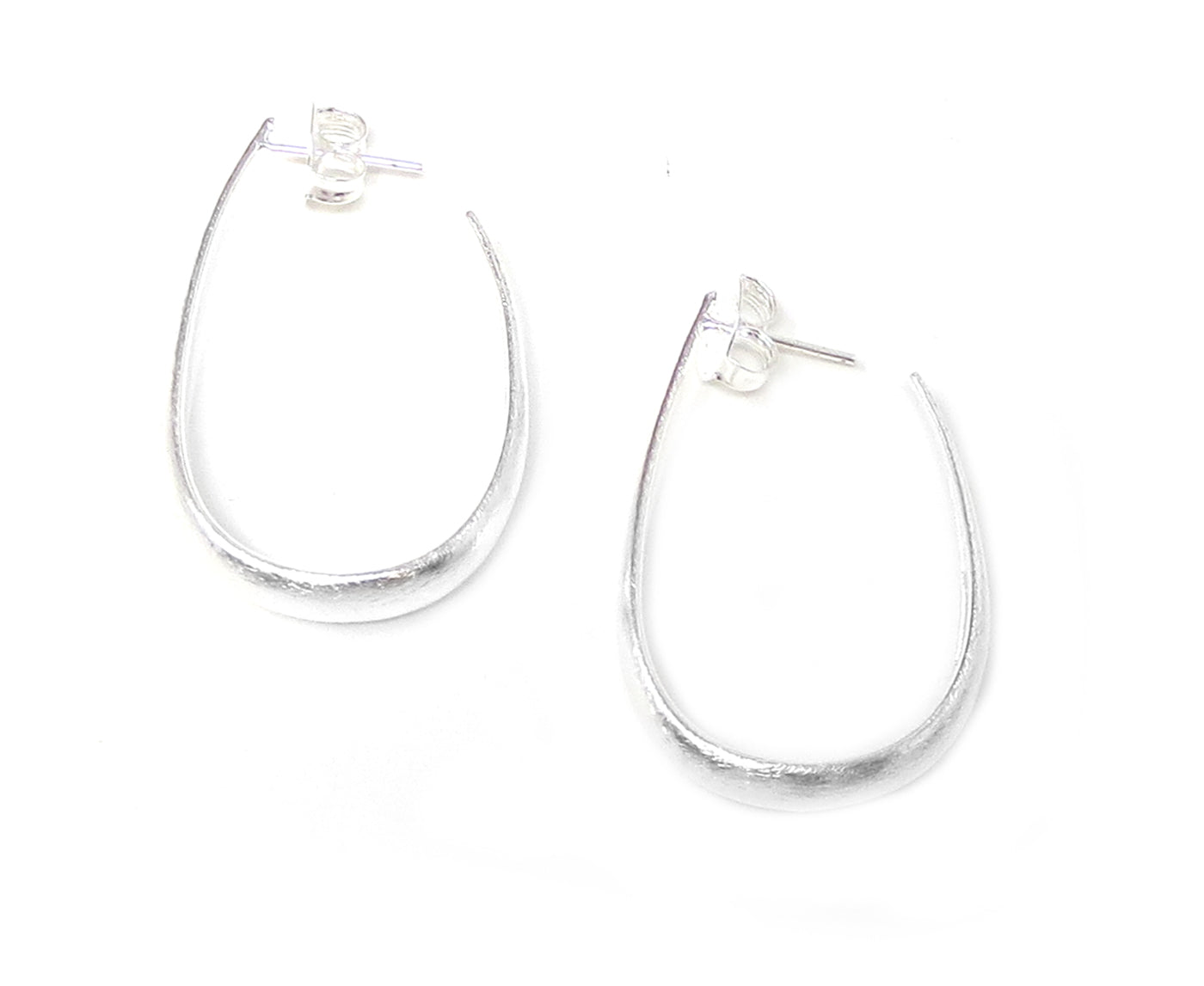 Biarritz 1.5 Inch Oval Oblong Hoops NB602 - in Gold or Silver