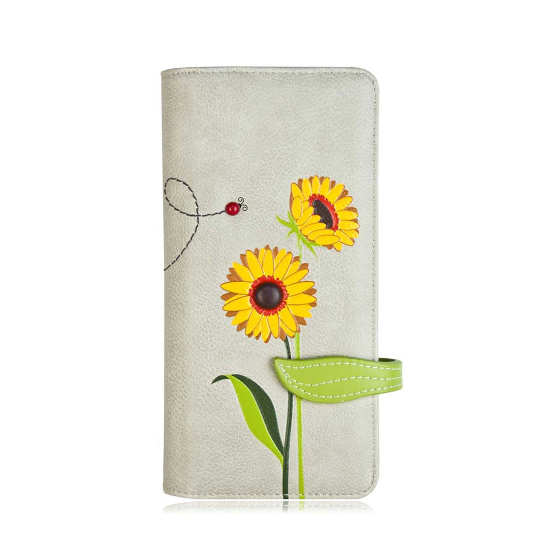 ESPE Sunflower Vegan Leather Long Wallet with Blooming Sunflower Motif