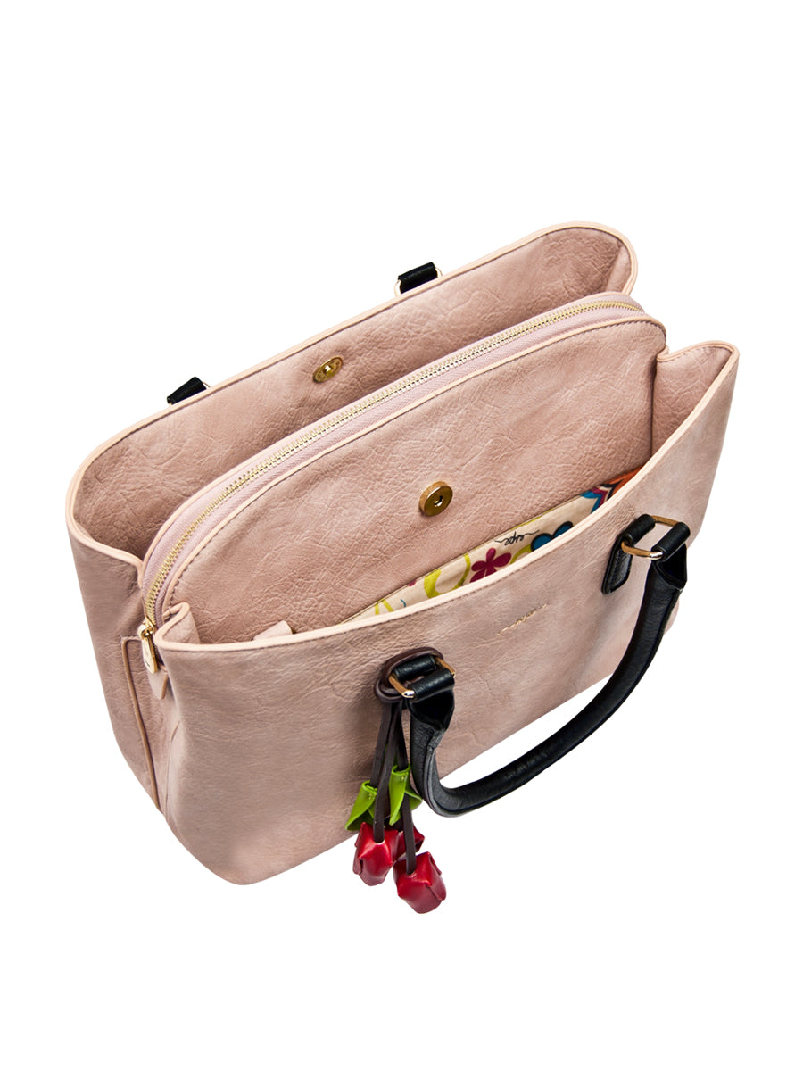 ESPE Devote Vegan Leather Women's Shoulder Tote with Flower Charm