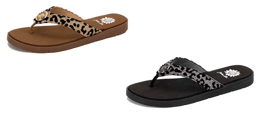 Yellow Box | FELCIA Velvet Leopard Print Flip Flops with EVA Sole