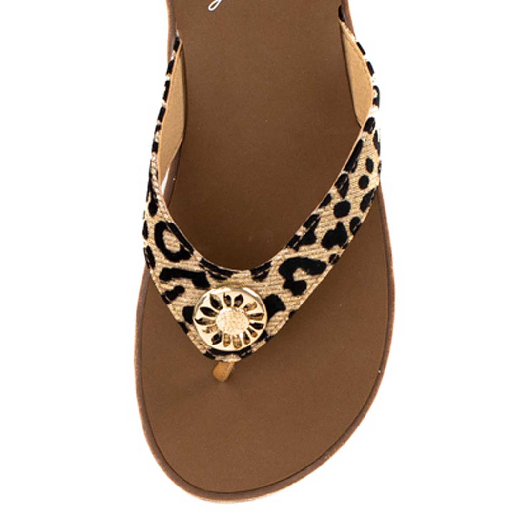 Yellow Box | FELCIA Velvet Leopard Print Flip Flops with EVA Sole