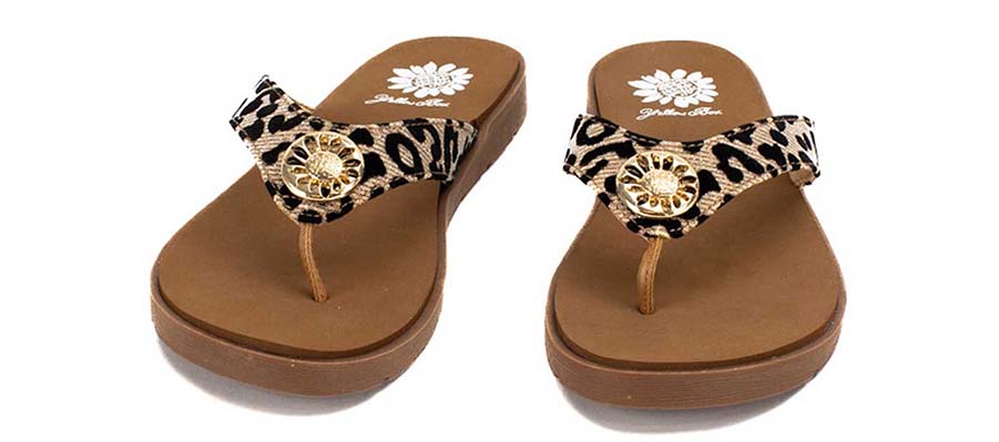 Yellow Box | FELCIA Velvet Leopard Print Flip Flops with EVA Sole