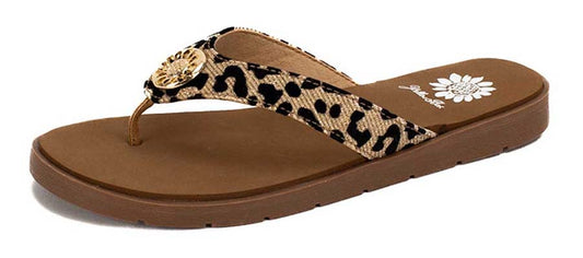 Yellow Box | FELCIA Velvet Leopard Print Flip Flops with EVA Sole