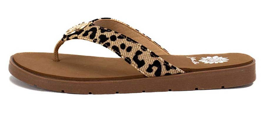 Yellow Box | FELCIA Velvet Leopard Print Flip Flops with EVA Sole