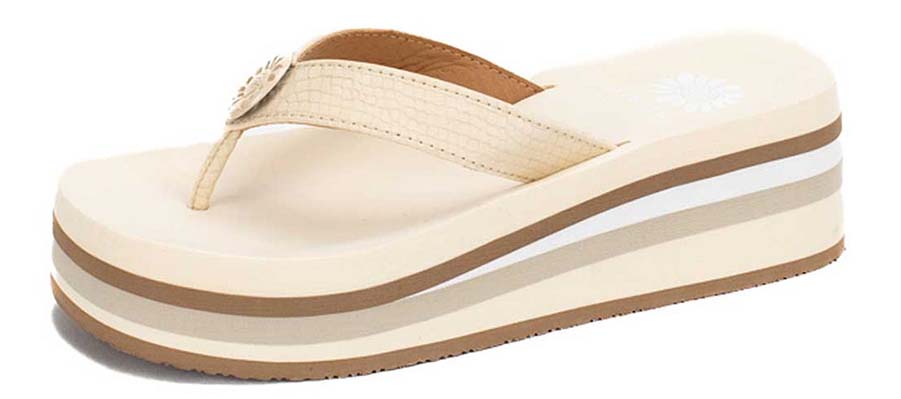 Yellow Box | KAIJA Embossed Strap Retro Striped Platform Flip Flops