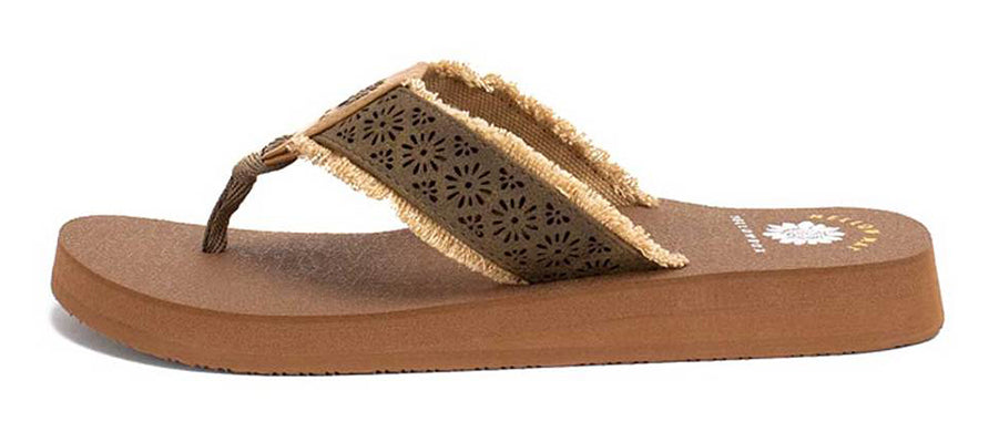 Yellow Box | NERISA Laser Cut Pattern with Fringe Flip Flops (EVA Sole)