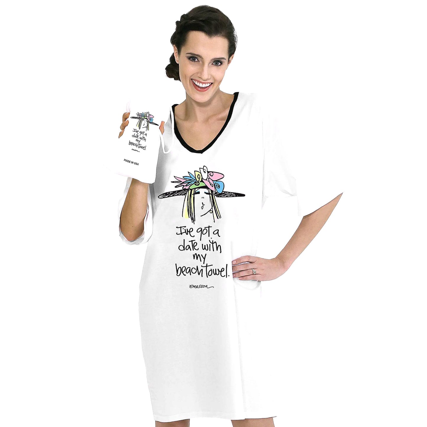 Emerson Street Clothing | I've Got a Date With My Beach Towel | Ladies Night Shirt