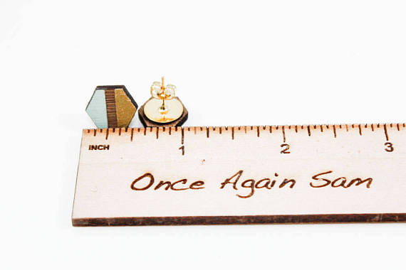 Wooden Geo Stud Earrings OAS1