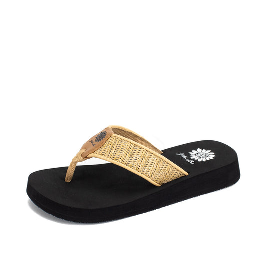 Yellow Box | FLOPPY | Ladies flip flops with woven fabric upper and EVA sole