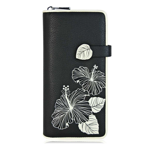 ESPE Carmen Vegan Leather Ladies Clutch Wallet with Floral Appliqué
