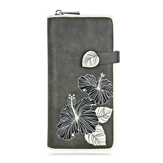 ESPE Carmen Vegan Leather Ladies Clutch Wallet with Floral Appliqué