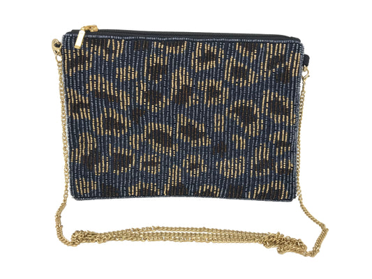 Kay Lee New York Animal Print Beaded Evening Handbag with Chain Strap | More Styles Inside