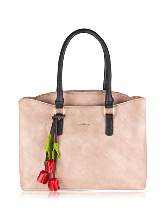 ESPE Devote Vegan Leather Women's Shoulder Tote with Flower Charm