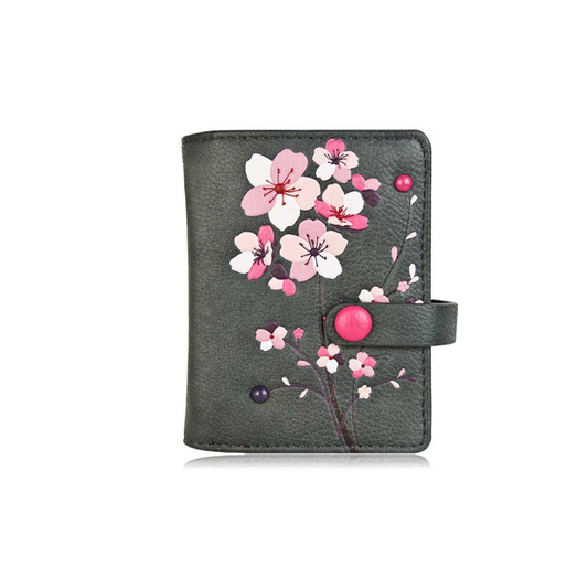 ESPE Gemma Vegan Leather Small Wallet with Cherry Blossom Appliqué