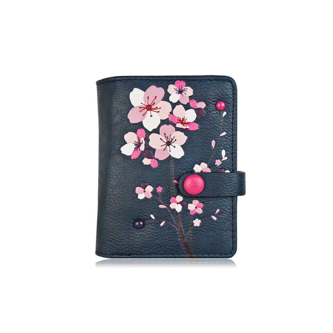 ESPE Gemma Vegan Leather Small Wallet with Cherry Blossom Appliqué