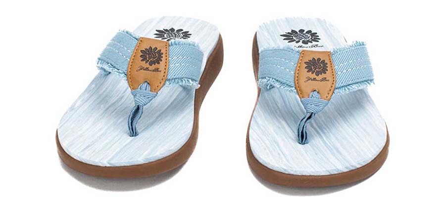 Yellow Box | GERRI Pastel Fringe Strap Flip Flops with Marbled Footbed