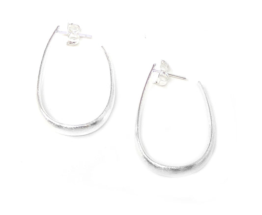 Biarritz 1.5 Inch Oval Oblong Hoops NB602 - in Gold or Silver