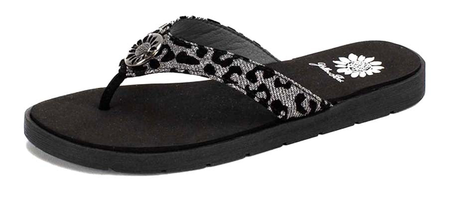 Yellow Box | FELCIA Velvet Leopard Print Flip Flops with EVA