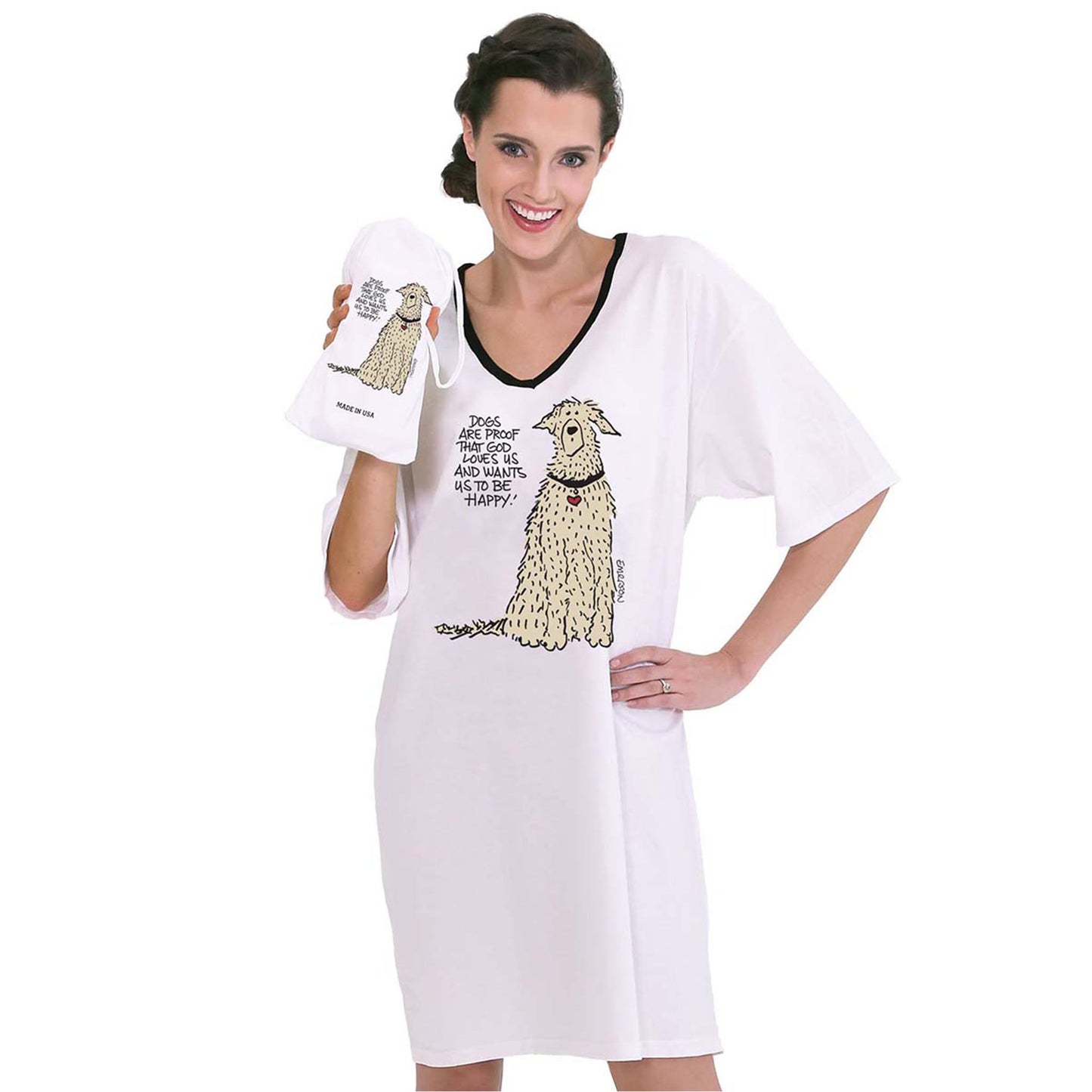 Emerson Street Clothing Co. | Dogs are Proof that God Wants Us to be Happy | Ladies Nightshirt