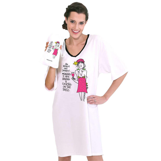 Emerson Street Clothing Co. | I'm really outdoorsy. Meaning...I like having a cocktail on the patio | Ladies Whimsical Nightshirt