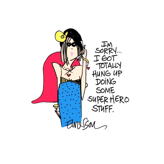 Emerson Street Clothing Co. | I'm Sorry, I Got Totally Hung up Doing Some Superhero Stuff | Ladies Whimsical Nightshirt