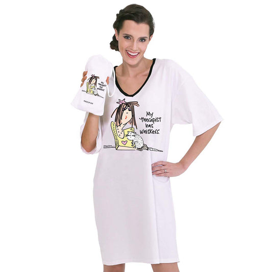 Emerson Street Clothing Co. | My Therapist Has Whiskers | Ladies Whimsical Nightshirt
