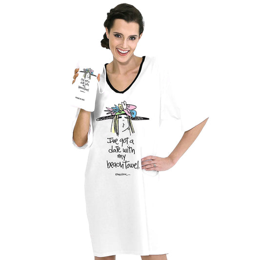 Emerson Street Clothing | I've Got a Date With My Beach Towel | Ladies Night Shirt