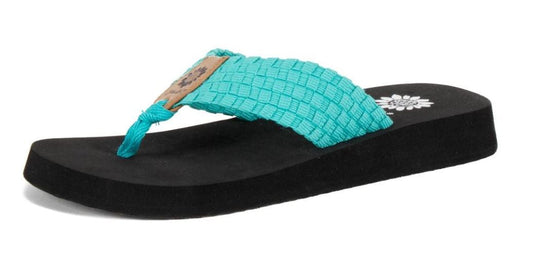 Yellow Box | SOLEIL Stretchy Braided Woven Flip Flops (Turquoise)